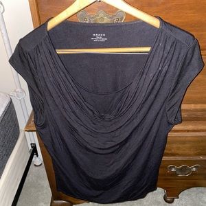 Grace Womens Black Top Cowl Neckline Sz XL Preowned